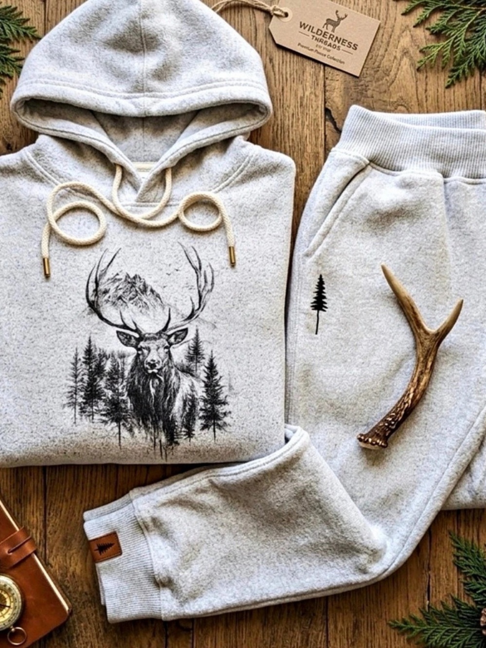 Wilderness Gray Graphic Hoodie&Jogger Set